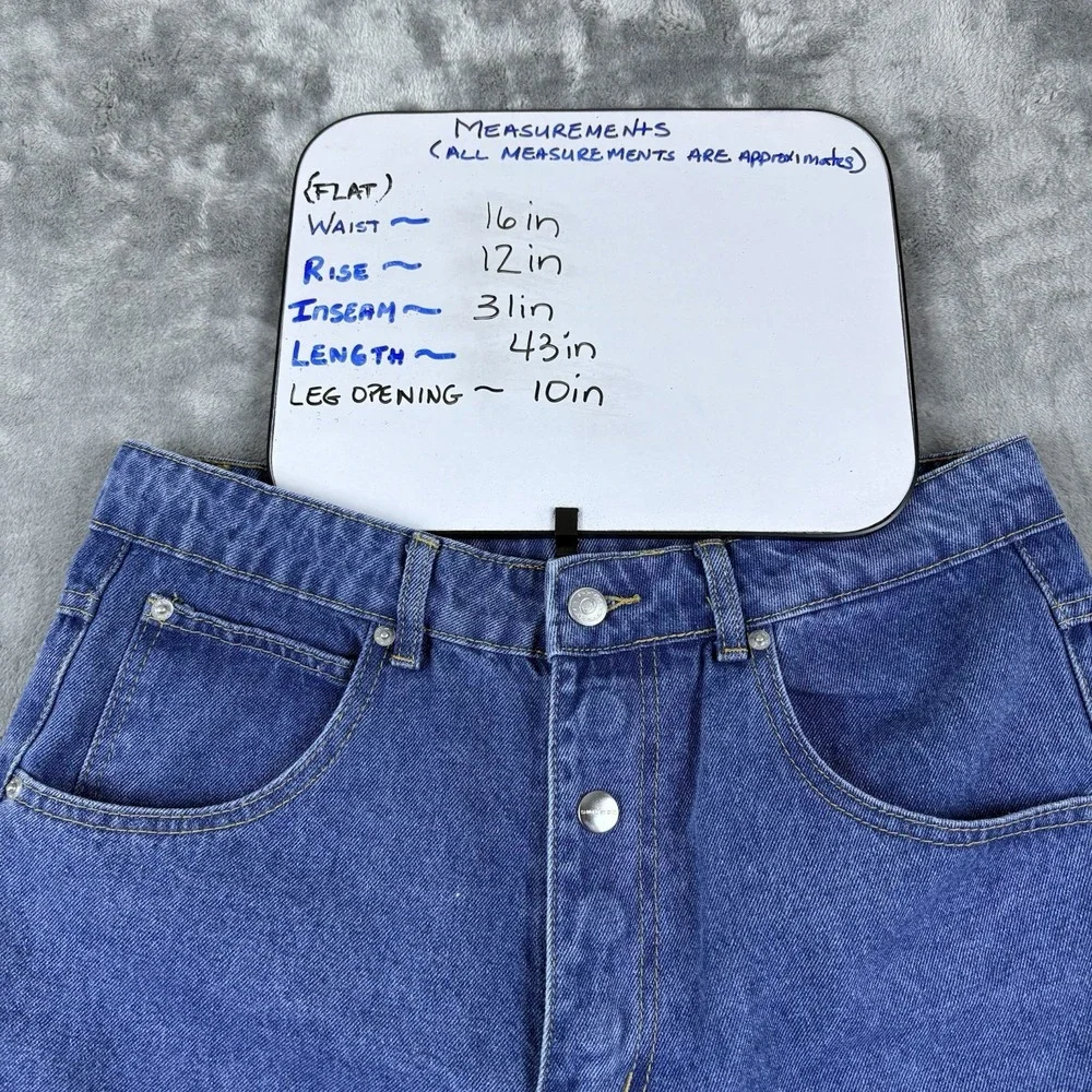 Mens Denim Cargo Jeans Blue‎ Medium Wide Leg Snaps Streetwear Utility Y2K Skater